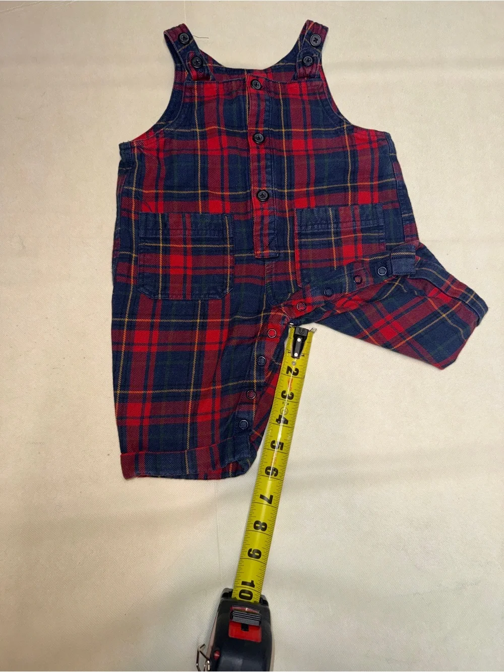 GAP Red and Navy Plaid Toddler Overalls